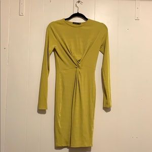 Long sleeve front tie mini party dress